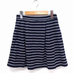 ショコラフィネローブ chocol raffine robe スカート ボーダー タック フレア ミニ 綿混 F ネイビー 紺 /FT33