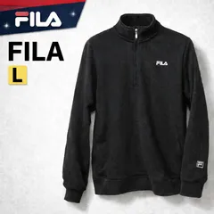 FILA フィラ ハーフジップ スウェット フリース ブラック L ロゴ