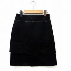 ロートレアモン LAUTREAMONT スカート 台形 膝丈 シンプル サイドジップ 36 ブラック /ST15