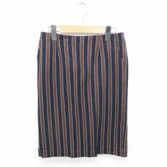 コラージュ ガリャルダガランテ COLLAGE GALLARDAGALANTE スカート タイト 膝下丈 ストライプ スリット 綿 コットン 38 茶 紺 ブラウン ネイビー /TT36