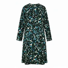 Ed9 【美品】BURBERRY バーバリー プリーツロングワンピース ロングスリーブドレスワンピース 総柄 イタリア製 40サイズ マルチカラー レディース 女性用o07t