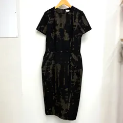 【コムデギャルソン COMME des GARCONS】美品・美シルエット！膝丈・ミモレ丈 ウールギャバ切り替え総柄半袖ワンピースのサムネイル
