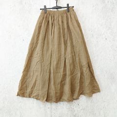 ichi イチ リネン コットン フレア ギャザースカート ベージュ - メルカリ