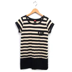 ダブルスタンダードクロージング ダブスタ DOUBLE STANDARD CLOTHING ボーダー チュニック ロールアップ ビーズ装飾 ボートネック 半袖 黒 ブラック  /NT27のサムネイル