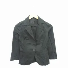 ルスーク Le souk ジャケット テーラード 薄手 無地 シンプル 麻 リネン混 七分袖 36 黒 ブラック /TT25のサムネイル