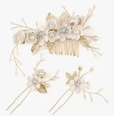 髪飾り ヘアアクセサリー 大人 和装 かんざし ヘッドドレス 3点セット パール 花 ヘアピン 着物 浴衣 発表会 成人式 卒業式 結婚式 ウェディング 和風 小物 ホワイト