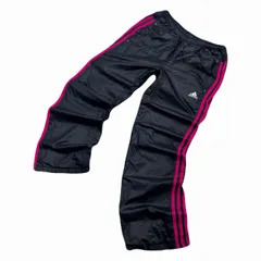 アディダス ナイロンパンツ レディース Sサイズ ブラック サイドライン ピンク スポーツウェア