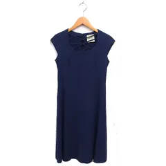シビラ SYBILLA フレア ワンピース ひざ丈 コットン 綿 フレンチスリーブ 半袖 M 紺 ネイビー /NT32