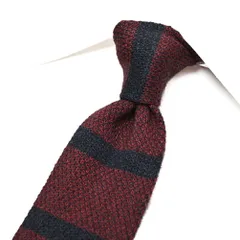 BARBA バルバ / ネクタイ ニットタイ メンズ シルク カシミヤ ボーダー ワインレッド ネイビー イタリア製 ビジネス 428524のサムネイル