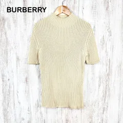 BURBERRY LONDON バーバリーロンドン ハイネック リブ編み カシミヤ 半袖 ニット セーター ベージュ レディース トップス