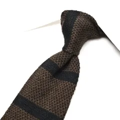 BARBA バルバ / ネクタイ ニットタイ メンズ シルク カシミヤ ボーダー ブラウン イタリア製 ビジネス 428503のサムネイル
