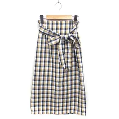 アプレジュール apres jour タイト ロング チェック スカート リボン スリット F ベージュ ホワイト 白 /FT2