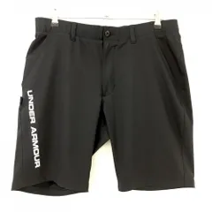 【美品】アンダーアーマー ハーフパンツ 黒 サイドロゴプリント  メンズ 36 ゴルフウェア UNDER ARMOUR