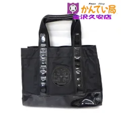 Tory Burch トリーバーチ　トート　ハンドバッグ　ナイロン　エナメル　ブラック　黒　A4可　26-H-106　久安店