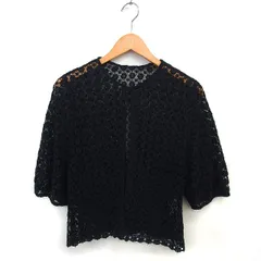 ドット&ストライプス チャイルドウーマン Dot&Stripes CHILD WOMAN レース カーディガン 透け感 コットン 綿 クロップド 七分袖 F 黒 ブラック /NT17のサムネイル