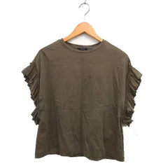 ジャーナルスタンダード JOURNAL STANDARD フリルスリーブ ボートネック カットソー コットン 綿 無地 五分袖 F カーキ /NT3