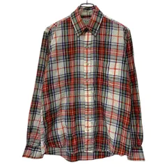 Arrow 長袖 チェックシャツ M レッド マルチカラー アロー ボタンダウン ボタン 胸ポケット チェック柄 カジュアル 春物 a804-5384