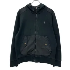 POLO RALPH LAUREN ロゴスウェット パーカー M ブラック ポロラルフローレン ジップアップ ポリエステル 切替 秋物 a804-5390