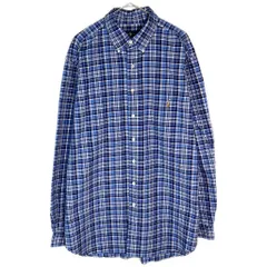 Polo by Ralph Lauren ポロ ラルフローレン ボタンダウン 長袖シャツ チェック ブルー(メンズ XL)中古 古着 X7947