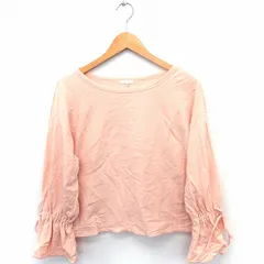 ジーユー GU Tシャツ カットソー ベル袖 丸首 長袖 コットン 綿 M ピンク /FT9