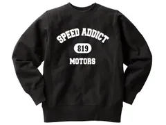 リバース縫製 サイドリブ SPEED ADDICT COLLEGE LOGO 819 SWEAT BLACK/黒ビンテージスウェットチャンピオン大学カレッジロゴuclayale90s