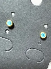 アクアブルー スタッドピアス ステンレス K18真空メッキ シンプル 小ぶり アレルギー対応 ゴールド