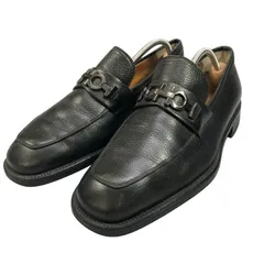 フェラガモ ビットローファー ガンチーニ シボレザー Uチップ メンズ ブラック サイズUK7.5 Salvatore Ferragamo 約25.5cm【AFC4】
