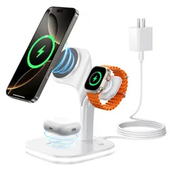 【数量限定】マグネット式 置くだけ充電 apple PD急速充電 watch/アップルウォッチに対応 15W/10W/7.5W iPhone Magsafe充電器 折り畳み式 17/iPhone 3in1 16/15/14/Watch/Airpodsなどの機種