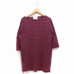 アーバンリサーチ ドアーズ URBAN RESEARCH DOORS FORK＆SPOON ボーダー柄 ワンピース ロング丈 七分袖 ボートネック 綿 ONE ネイビー 紺 オレンジ /FT33