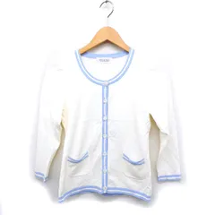 デビュー ド フィオレ Debut de Fiore ニット カーディガン 七分袖 丸首 バイカラー 綿混 38 アイボリー 白 /FT28のサムネイル