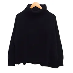 ドゥーズィエムクラス DEUXIEME CLASSE ミドルゲージ タートル ニット セーター 長袖 無地 ウール ブラック 黒 /FT14