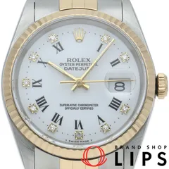 ロレックス デイトジャスト メンズ時計 10Pダイヤ 16233G(E)  K18YG/SS メンズ時計 ホワイト 仕上げ済 19