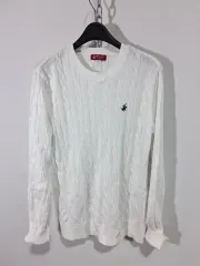 ベバリーヒルズポロクラブ ケーブル ニット 長袖 白