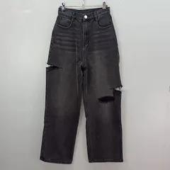 Re:EDIT　Sサイズ　デニムパンツ　ワイドストレート　コットン100%　サイドスリット　ダメージ加工　リエディ　【0296】