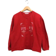 ピンクハウス PINK HOUSE 刺繍 レース シャツ ブラウス 長袖 コットン 綿 レッド 赤 /FT43