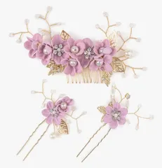 髪飾り ヘアアクセサリー 大人 和装 かんざし ヘッドドレス 3点セット パール 花 ヘアピン 着物 浴衣 発表会 成人式 卒業式 結婚式 ウェディング 和風 小物 ピンク