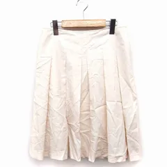 ナチュラルビューティーベーシック NATURAL BEAUTY BASIC タック フレア スカート ひざ下丈 無地 M アイボリー 白 /FT33