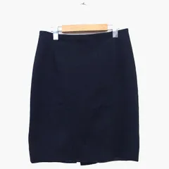 アナイ ANAYI 台形 スカート 膝丈 無地 シンプル スリット ストレッチ 綿混 38 ブラック 黒 /HT31