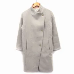 ミスティウーマン mysty woman スタンドカラー コート ミドル丈 ウール混 無地 シンプル 英字 スリット S ダークベージュ /HT6