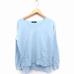 アンドバイピー&ディー ピンキー&ダイアン & by P&D Vネック ニット セーター 長袖 無地 ハイゲージ M ライトブルー /FT22