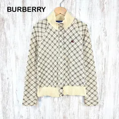 00s BURBERRY BLUE LABEL バーバリーブルーレーベル ホースロゴ刺繍 ノバチェック ハイネック フルジップアップ 長袖 パーカー トラックジャケット ベージュ y2k