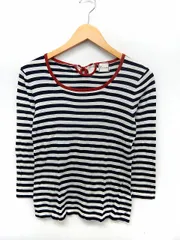 ティアラ Tiara ニット セーター カットソー 長袖 ボーダー バックリボン ネイビー ホワイト /ST11