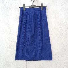 NATURAL BEAUTY BASIC ナチュラルビューティーベーシック ニット タイトスカート ケーブル編み ひざ丈 きれいめ ブルー Mサイズ ◎、◇〇☆