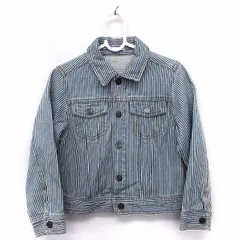 ジーユー GU 子供服 キッズ ジャケット アウター Gジャン デニム ストライプ 長袖 110 ブルー 青 /FT34