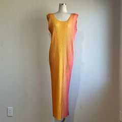 PLEATS PLEASE ノースリーブ ロングワンピース マルチカラー - メルカリ