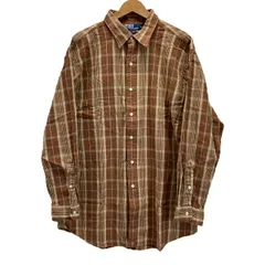 【中古】　Polo by RALPH LAUREN　長袖シャツ　長袖　シャツ　コットン　チェック　総柄　ワンポイントロゴ　スモールポニー　オーバーサイズ　ビックサイズ　アメリカントラッド　アイビーファッション　古着　/1596