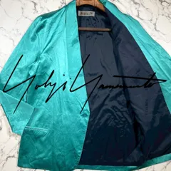 Yohji Yamamoto 希少色/サテン生地/(XL位)●ヨウジヤマモト テーラード ジャケット 光沢 ターコイズ ティファニー ブルー 薄手 Y's for men