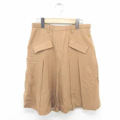 ブロードゥリー&コー Broderie&Co ナノユニバース スカート プリーツ ひざ丈 サイドジップ ウール 無地 シンプル 厚手 38 茶 ベージュ /TT55