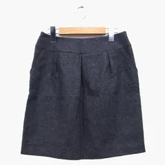 N.Natural Beauty Basic N.ナチュラルビューティーベーシック 台形 スカート ミニ 膝上 総柄 タック スリット ウール混 M ダークグレー 灰 /HT22