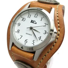 最終価格 KC,s ケイシーズ ケイシイズ 3コンチョ 5セントコンチョ カウハイド メンズ レザー 革 時計 kc's クォーツ 稼動品のサムネイル